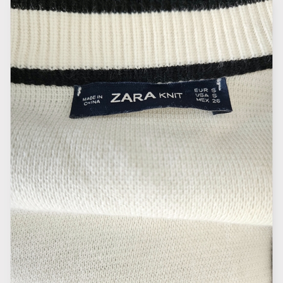 ZARA | cardigan, white with black and red details. | size S - Picture 3 of 5
